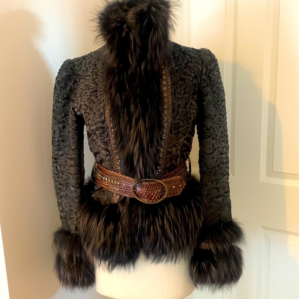 Roberto Cavalli Persian lamb and fox fur coat.